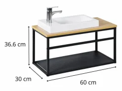 Conjunto de lavabo grande WILO con grifo de 60 cm Blanco Sale