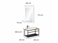 Conjunto de lavabo grande WILO con espejo de 60 cm^