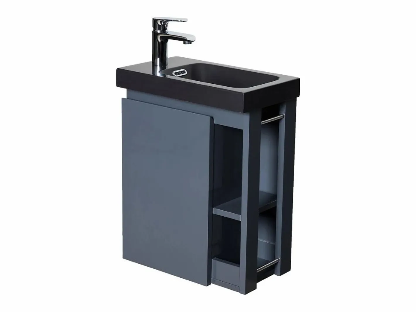 Conjunto de lavabo HAMPTON con grifo negro y estante de espejo^ Online