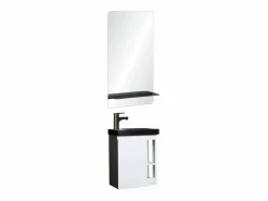 Conjunto de lavabo HAMPTON con grifo negro y estante de espejo^ New