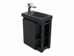 Conjunto de lavabo HAMPTON con grifo negro y estante de espejo^ Sale