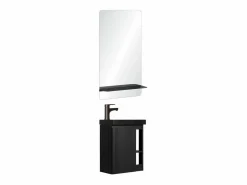 Conjunto de lavabo HAMPTON con grifo negro y estante de espejo^ Online
