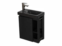 Conjunto de lavabo HAMPTON con grifo negro y estante de espejo^ Online