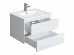 Conjunto De Baño|Conjunto de lavabo individual de 60cm con encimera de cerámica y grifería negra SORRENTO