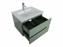 Conjunto de lavabo individual de 60cm con encimera de cerámica y grifo cromado SORRENTO^ Outlet