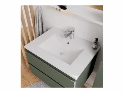 Conjunto de lavabo individual de 60cm con encimera de cerámica y grifo cromado SORRENTO^ Outlet