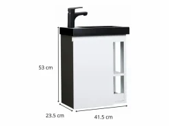 Conjunto de lavabo negro HAMPTON con almacenaje lateral y grifo^