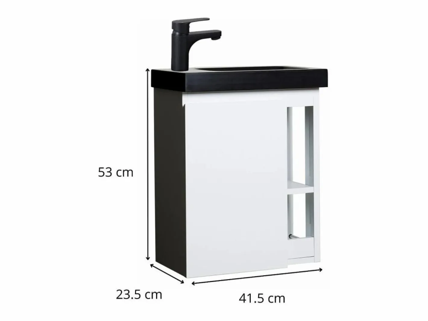 Conjunto de lavabo negro HAMPTON con almacenaje lateral y grifo^