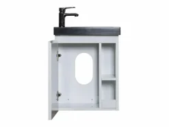 Conjunto de lavabo negro HAMPTON con almacenaje lateral y grifo^