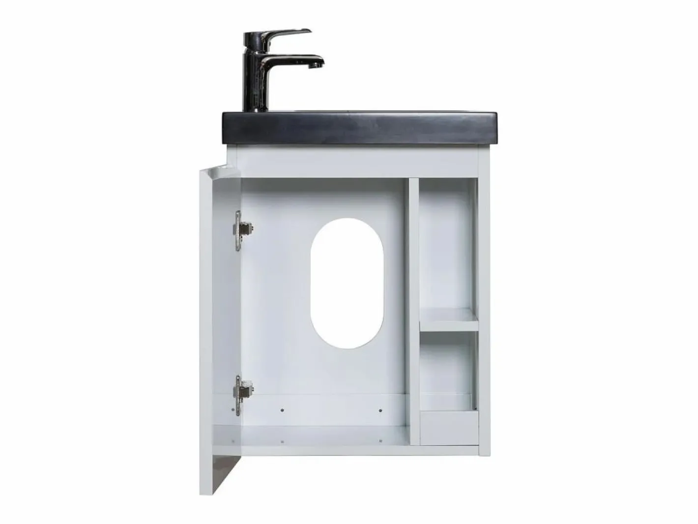 Conjunto de lavabo negro HAMPTON con almacenaje lateral y grifo^