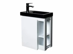 Conjunto de lavabo negro HAMPTON con almacenaje lateral y grifo^