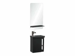 Mueble De Aseo|Conjunto de lavabo HAMPTON con almacenamiento lateral y estante de espejo