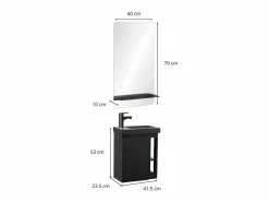 Mueble De Aseo|Conjunto de lavabo HAMPTON con almacenamiento lateral y estante de espejo