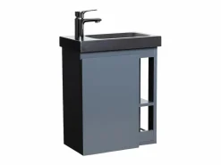Mueble De Aseo|Conjunto de lavabo negro HAMPTON con almacenaje lateral y grifo