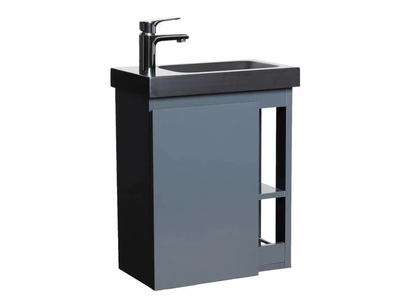 Mueble De Aseo|Conjunto de lavabo negro HAMPTON con almacenaje lateral y grifo