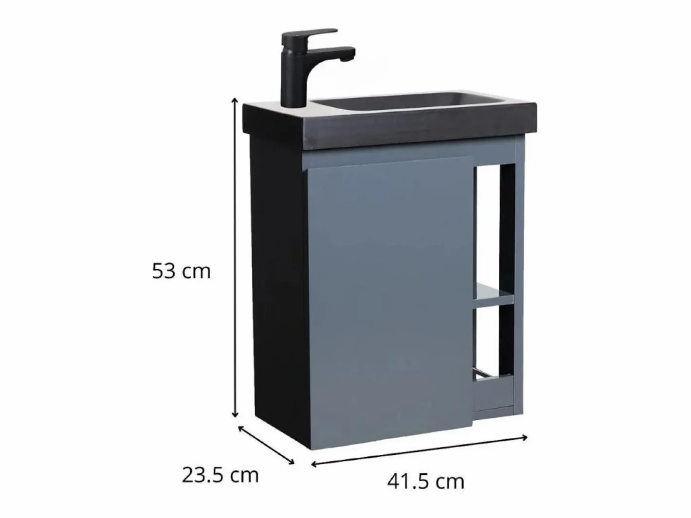 Mueble De Aseo|Conjunto de lavabo negro HAMPTON con almacenaje lateral y grifo