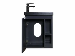 Mueble De Aseo|Conjunto de lavabo negro HAMPTON con almacenaje lateral y grifo