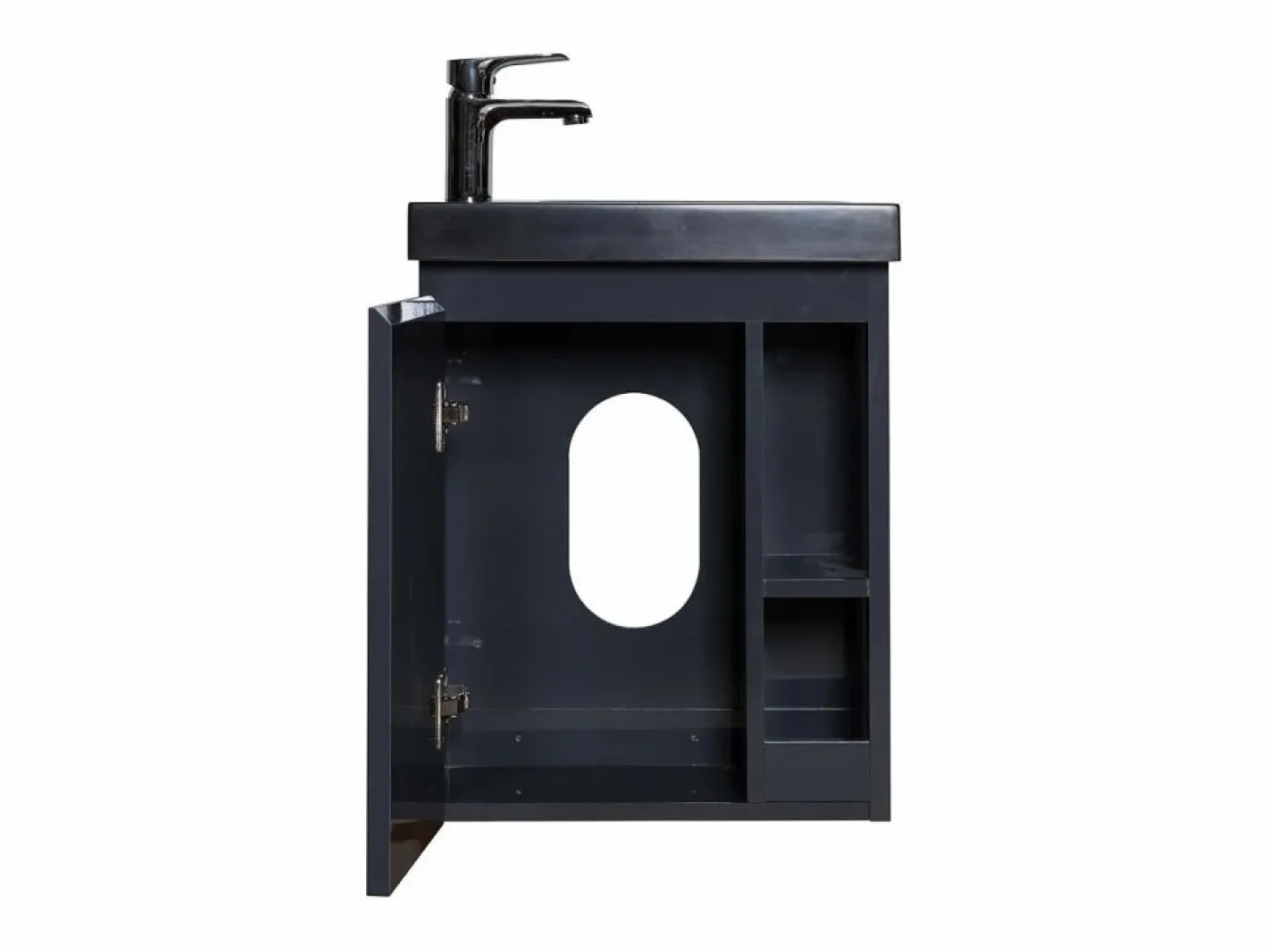 Mueble De Aseo|Conjunto de lavabo negro HAMPTON con almacenaje lateral y grifo