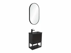 Mueble De Aseo|Conjunto de lavabo NOVA de metal y madera con espejo ovalado