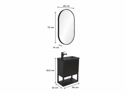 Mueble De Aseo|Conjunto de lavabo NOVA de metal y madera con espejo ovalado