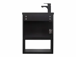 Conjunto de lavabo NOVA de metal y madera con grifería negra y estante de espejo Negro Sale