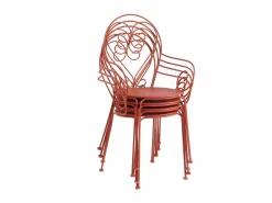 MYLIA Conjunto de Mesa + 4 sillones jardín estilo hierro forjado color - GUERMANTES Terracota Discount
