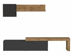 Mueble Tv|Conjunto de mueble de TV Chronos en antracita mate y roble 190/350x40 cm
