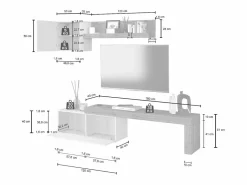 Conjunto de mueble de TV Chronos para salón en mate y roble 180/290x40 cm^ Discount