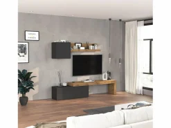 Conjunto de mueble de TV Chronos para salón en mate y roble 180/290x40 cm^ Discount