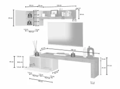 Conjunto de mueble de TV Chronos para salón, color antracita mate y roble, 180/260 x 40 cm Gris antracita Discount