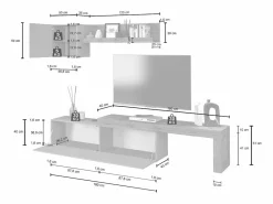 Conjunto de mueble de TV Chronos en mate y roble 190/350x40 cm^ Sale
