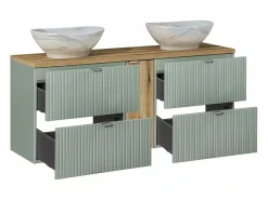 Petits-Meubles Conjunto De Baño|Conjunto de muebles con doble lavabo 140 cm 4 cajones y columna Jade y Madera