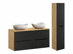 Conjunto de muebles con doble lavabo 120cm 4 cajones y columna Elora y madera Cloud^Petits-Meubles Best