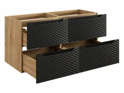 Conjunto de muebles con doble lavabo 120cm 4 cajones y columna Elora y madera Cloud^Petits-Meubles Best