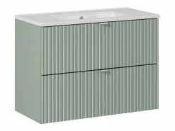 Conjunto de muebles con lavabo individual encastrado 80cm 2 cajones y columna Jade y Madera^Petits-Meubles Online
