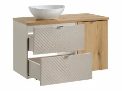 Conjunto de muebles con lavabo individual 100cm cesto ropa y columna Manoa Cachemira y madera^Petits-Meubles Clearance