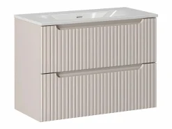 Petits-Meubles Conjunto de muebles con lavabo individual encastrado 80cm 2 cajones y columna Riva Cachemira y Madera Beige Online