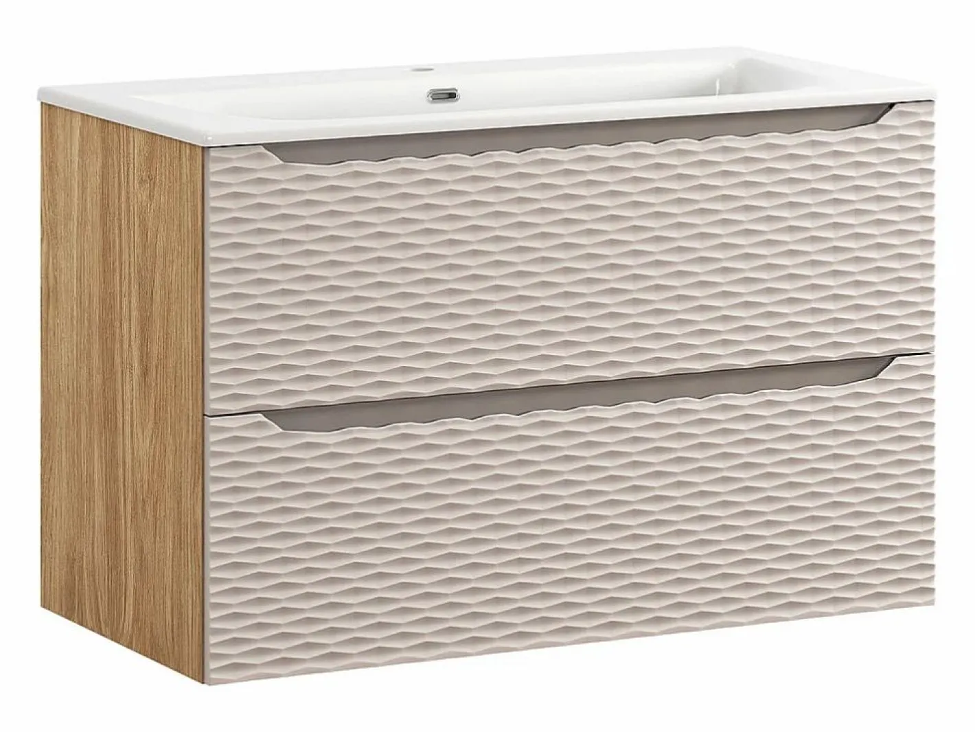 Conjunto de muebles con lavabo individual encastrado 90cm y columna Elora y madera^Petits-Meubles Clearance