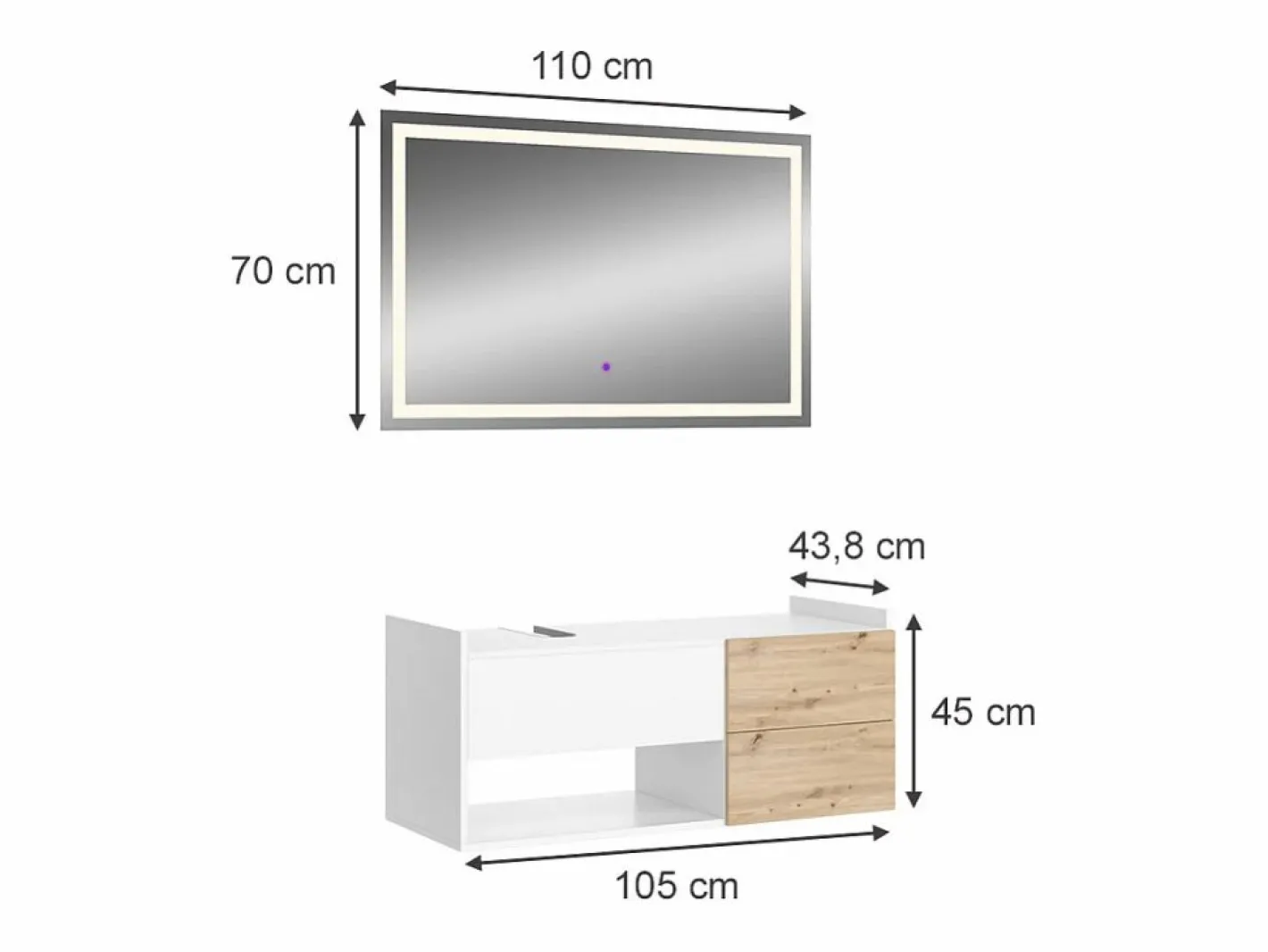 Vicco Conjunto De Baño|Conjunto de muebles de baño 105x43x45 alf