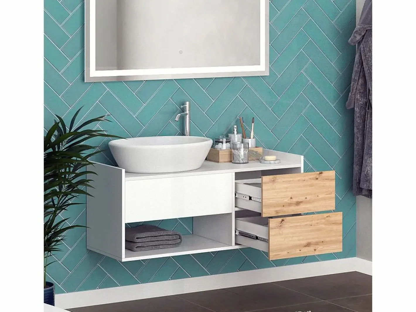Vicco Conjunto De Baño|Conjunto de muebles de baño 105x43x45 alf