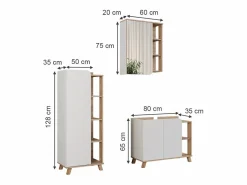 Conjunto de muebles de baño sonoma/blanco 80x35x65 karen^Vicco Best