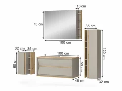 Vicco Conjunto de muebles de baño cachemira 100x45x50 edelin Beige
