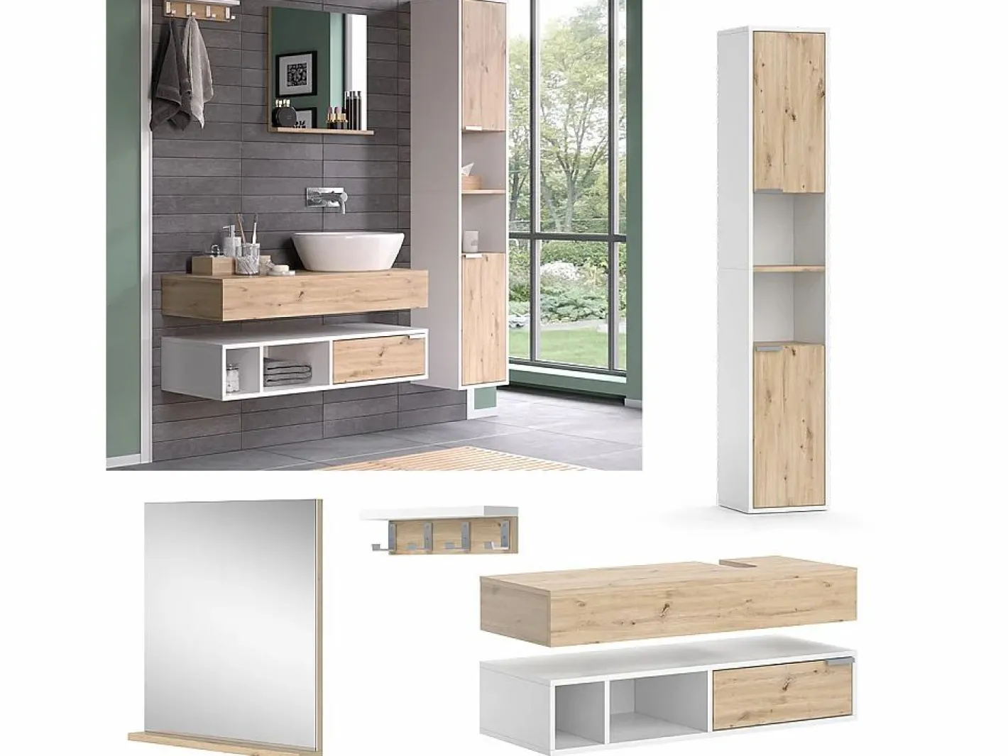 Vicco Conjunto De Baño|Conjunto de muebles de baño 100x40x20 henri
