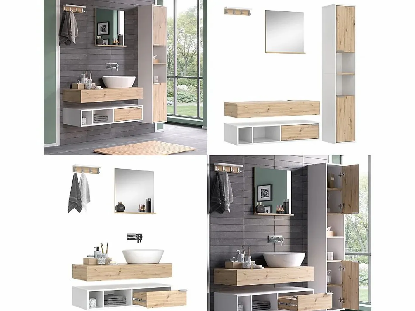 Vicco Conjunto De Baño|Conjunto de muebles de baño 100x40x20 henri