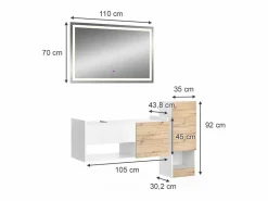 Vicco Conjunto De Baño|Conjunto de muebles de baño 105x43x45 alf