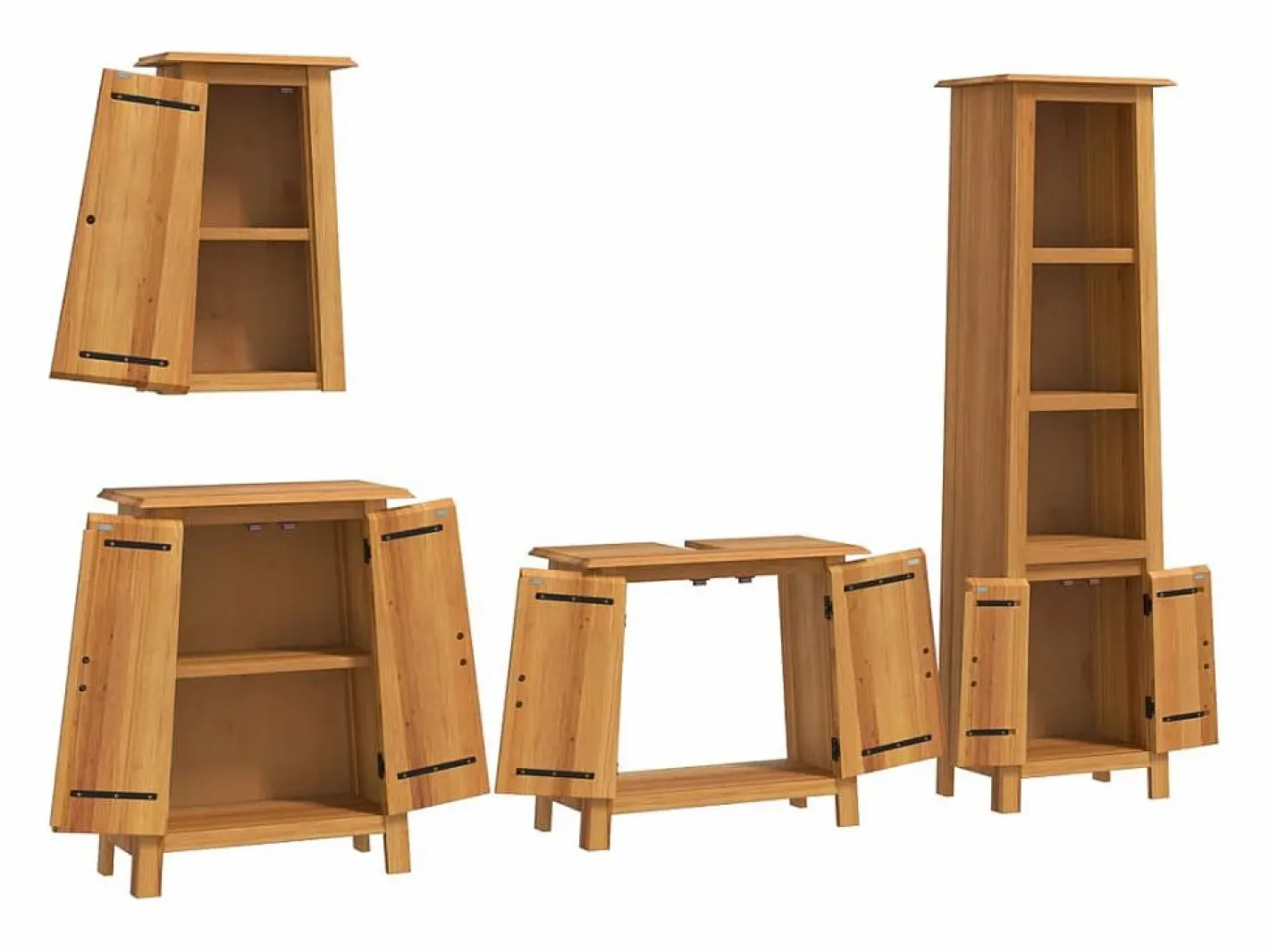 vidaxl Estantería Sobre Inodoro|Conjunto de muebles de baño 4 piezas madera maciza de pino