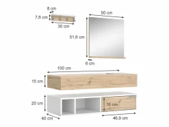 Vicco Conjunto de muebles de baño 100x40x20 henri Blanco New
