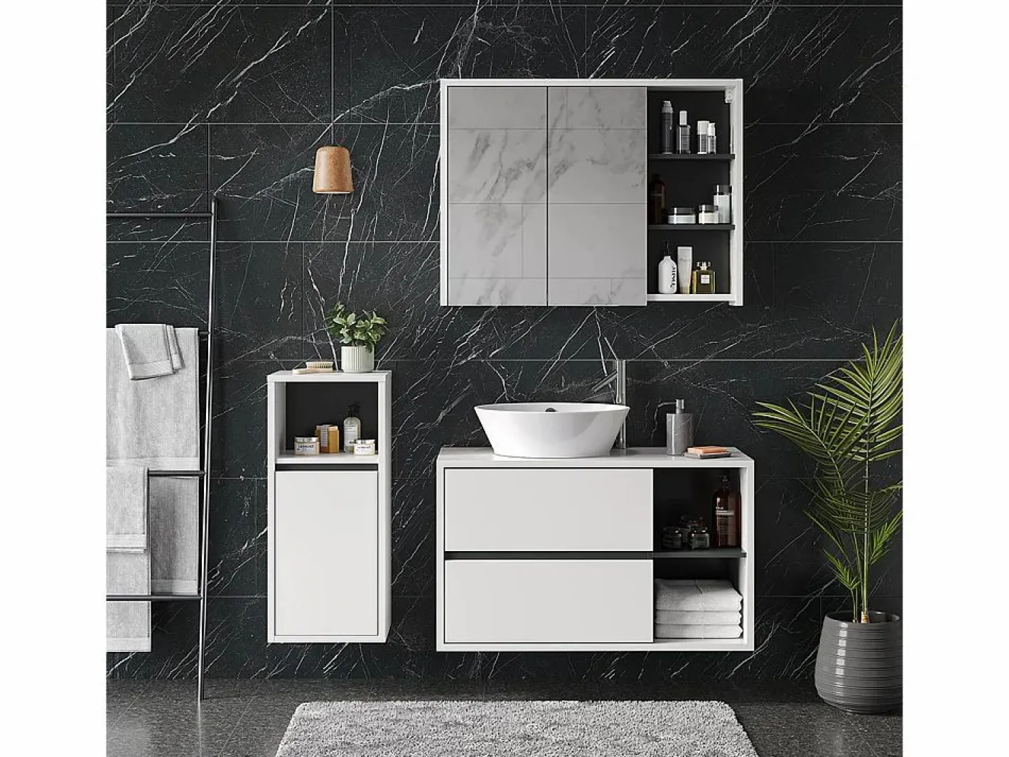 Vicco Conjunto De Baño|Conjunto de muebles de baño 60x45x100 viola