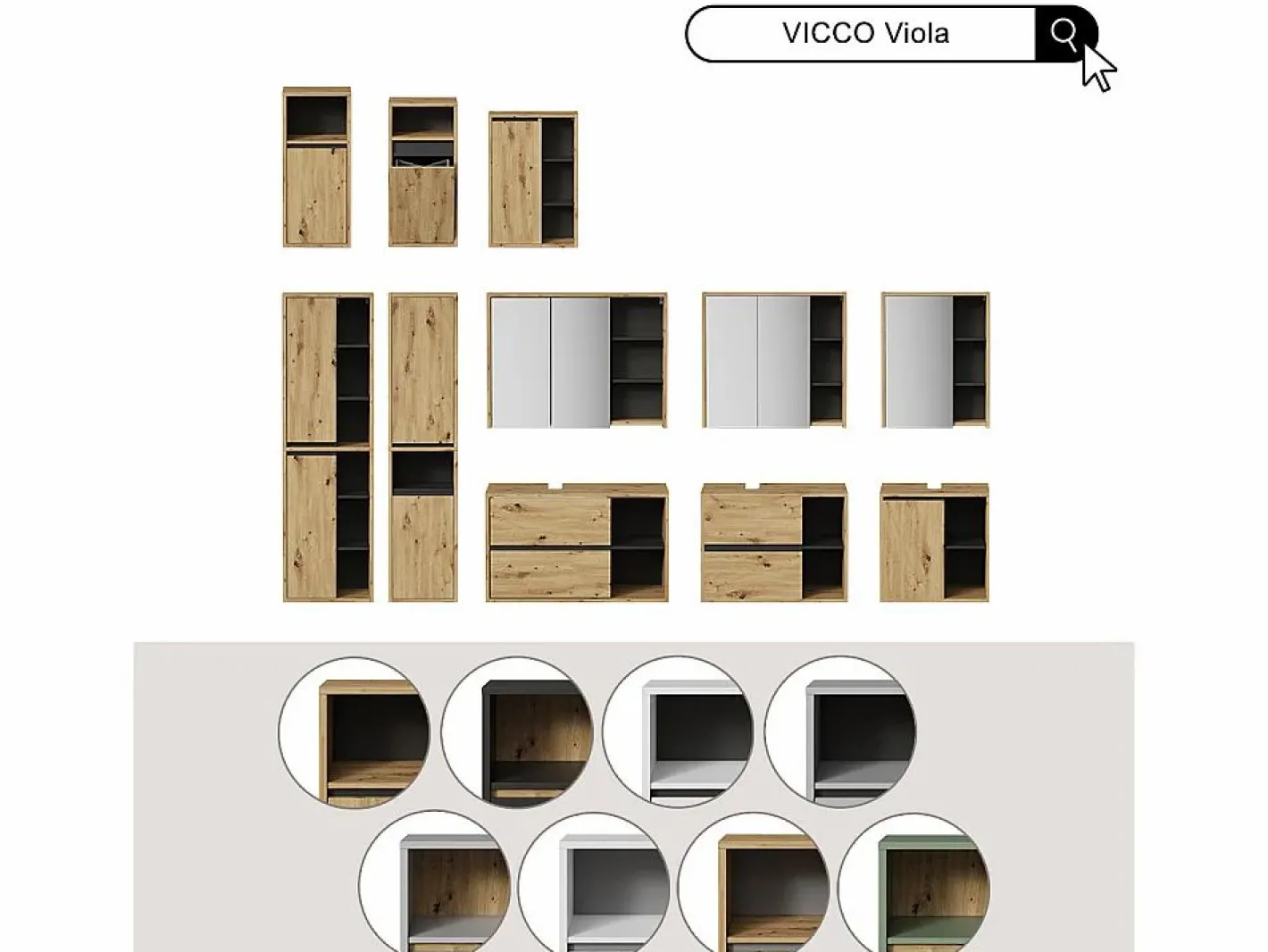 Vicco Conjunto De Baño|Conjunto de muebles de baño 60x45x100 viola