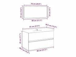 vidaxl Conjunto de muebles de baño de madera antigua madera ingeniería Marru00f3n Online
